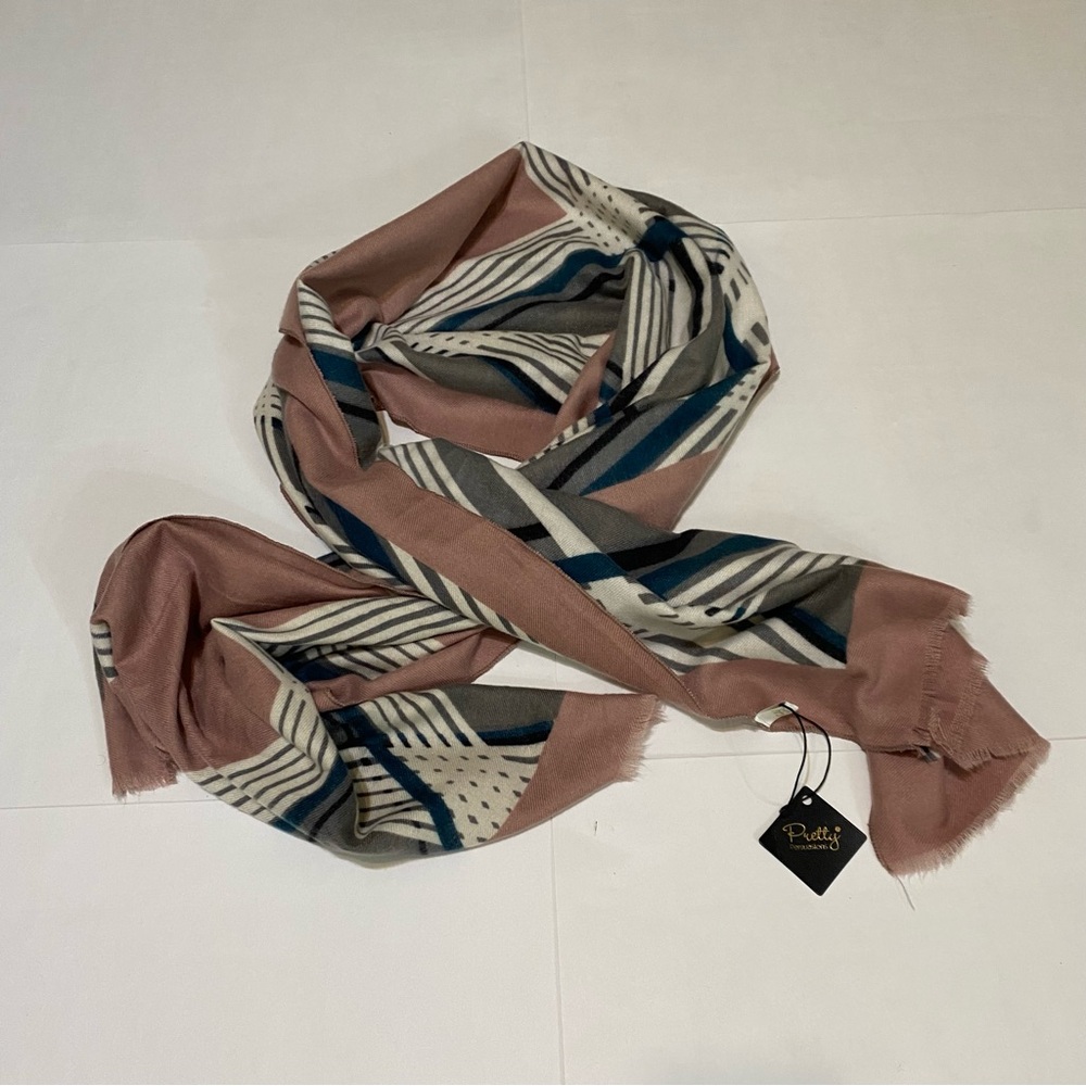 Pretty Persuasion Pink and Blue Geometric Scarf Accessories